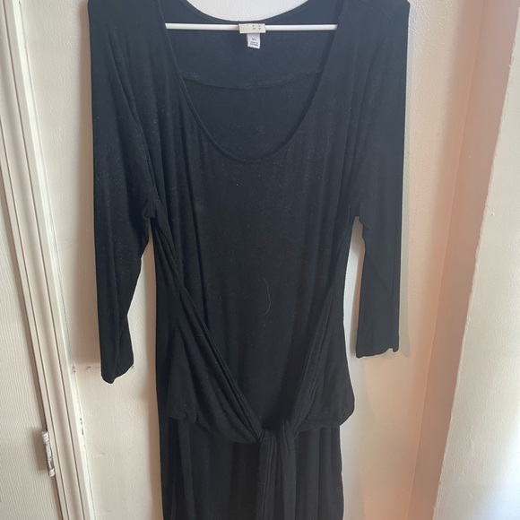 A New Day, black long sleeve tshirt dress, tie in front for extra detail - Picture 3 of 5